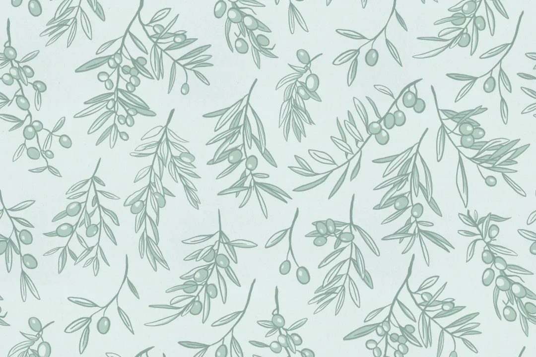 Mint Green Ancient Greek Olive Branch Pattern Wallpaper Mural