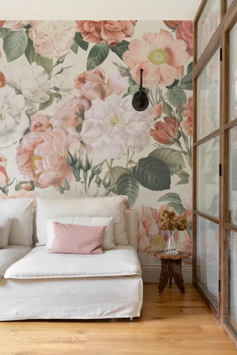 Rosa og røde roser Vintage blomsterfototapet