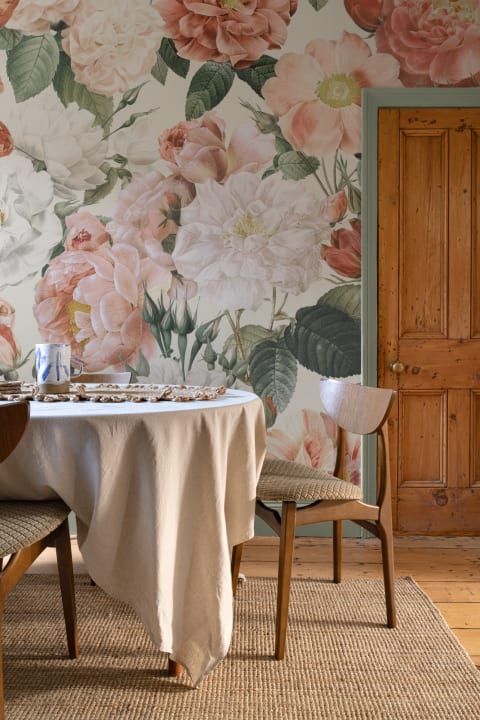 Rosa og røde roser Vintage blomsterfototapet