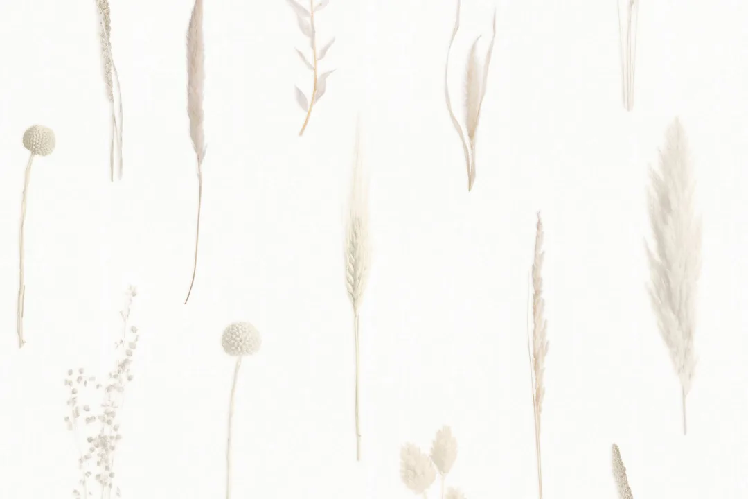 Neutral Dried Flowers Botanical Repeat Pattern Wallpaper