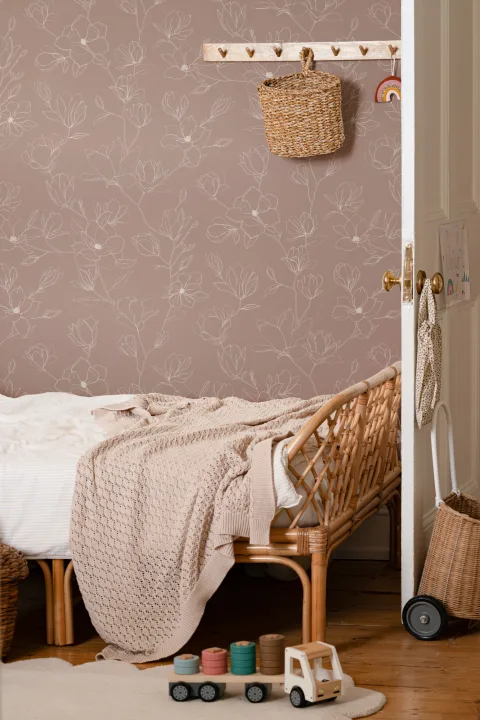 Pink Abstract Floral Repeat Pattern Wallpaper