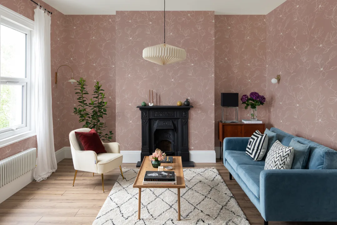 Pink Abstract Floral Repeat Pattern Wallpaper