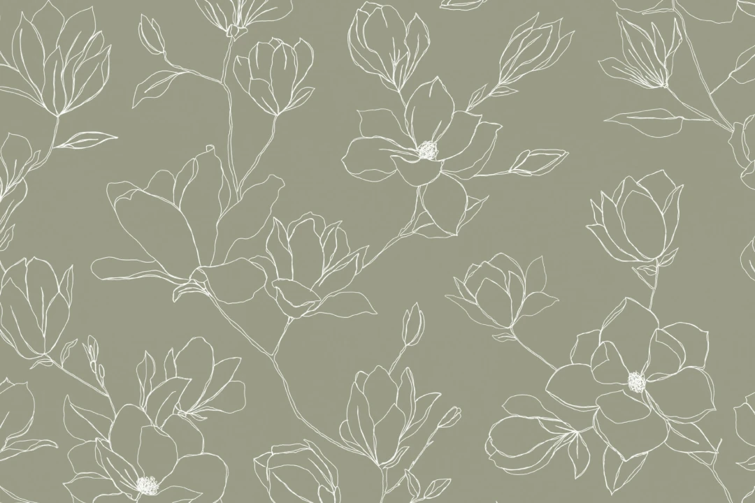 Green Abstract Floral Repeat Pattern Wallpaper