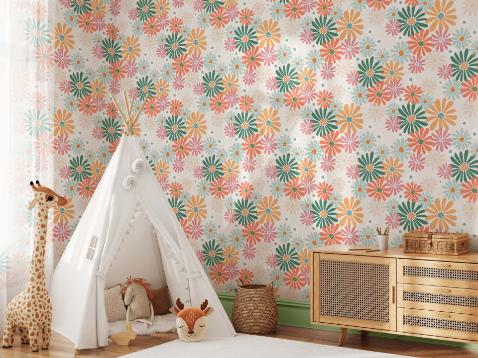 Big Bright Floral Wallpaper