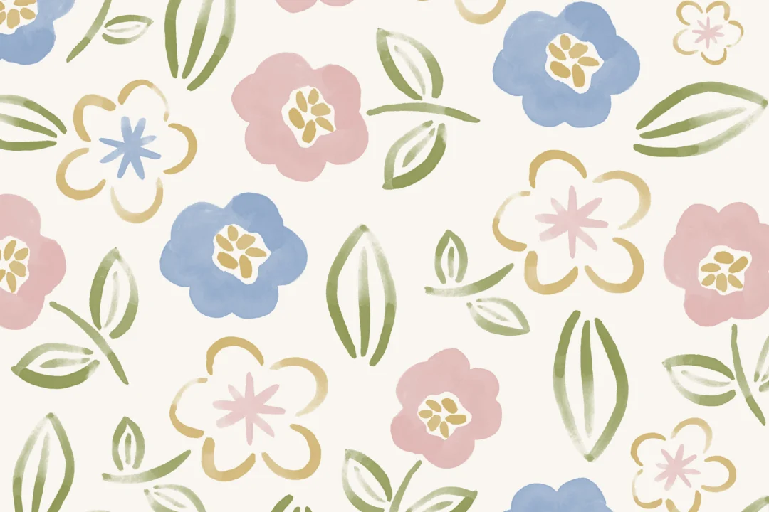 Papel Pintado Flores Estilizadas en Colores Pastel