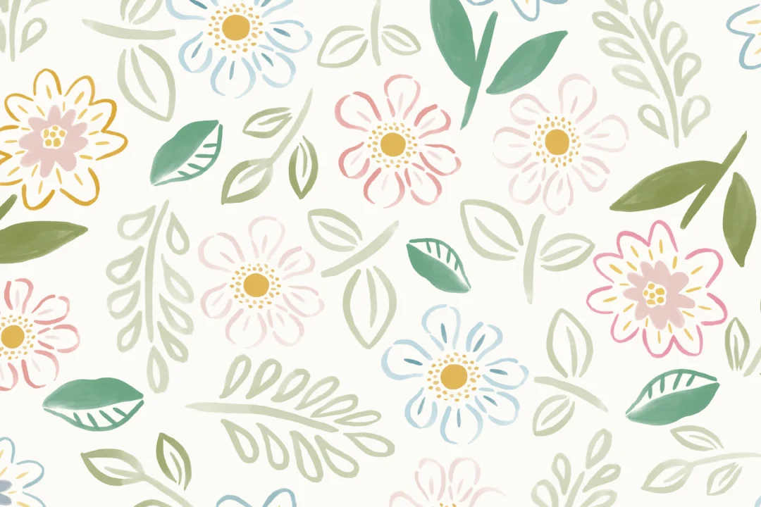 Papel Pintado Hojas y Flores Estilizadas