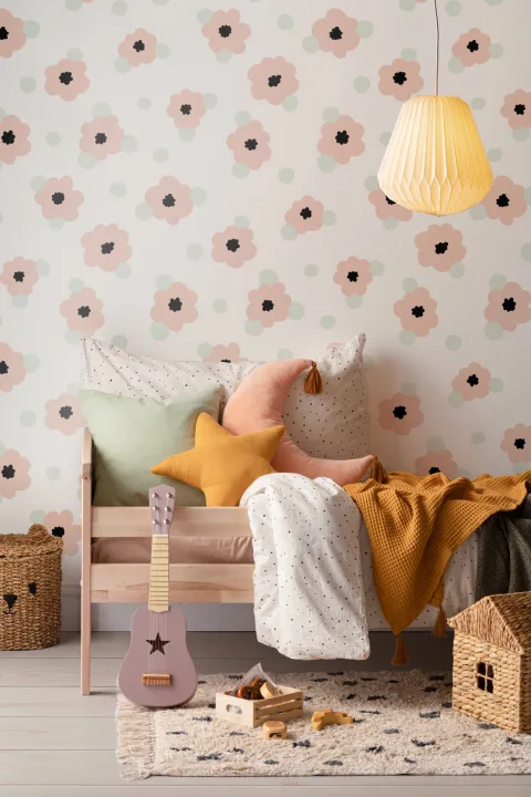 Papel Pintado Flores Estilizadas en Colores Suaves