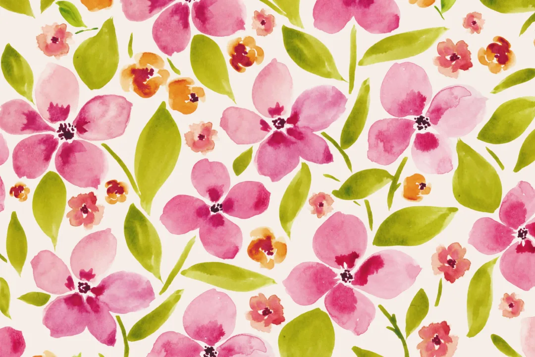 Pink and Orange Watercolor Flowers Wallpaper