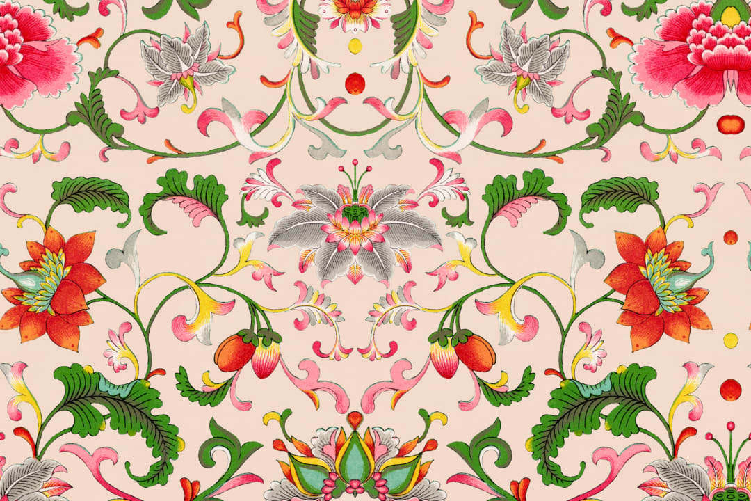 Owen Jones Chinese Ornaments Illustrations Beige Wall Mural