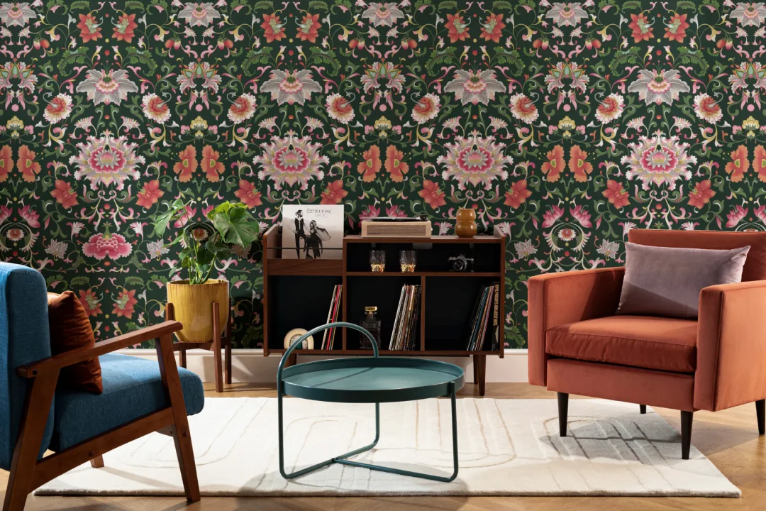Owen Jones Chinese Ornaments Illustrations Black Wall Mural