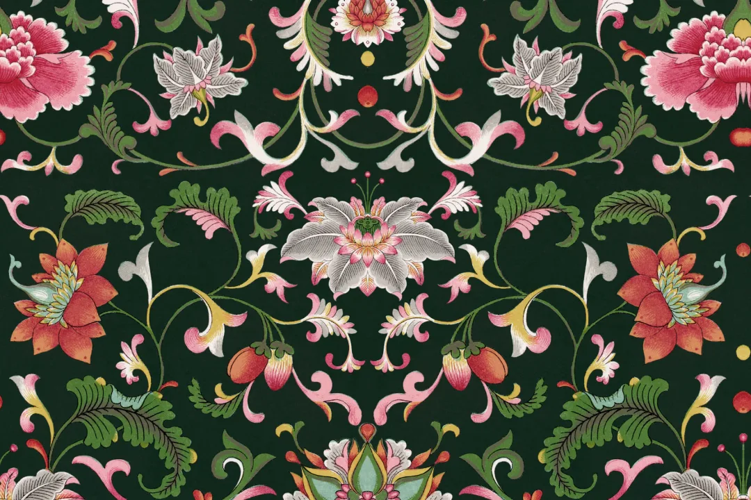 Owen Jones Chinese Ornaments Illustrations Black Wall Mural