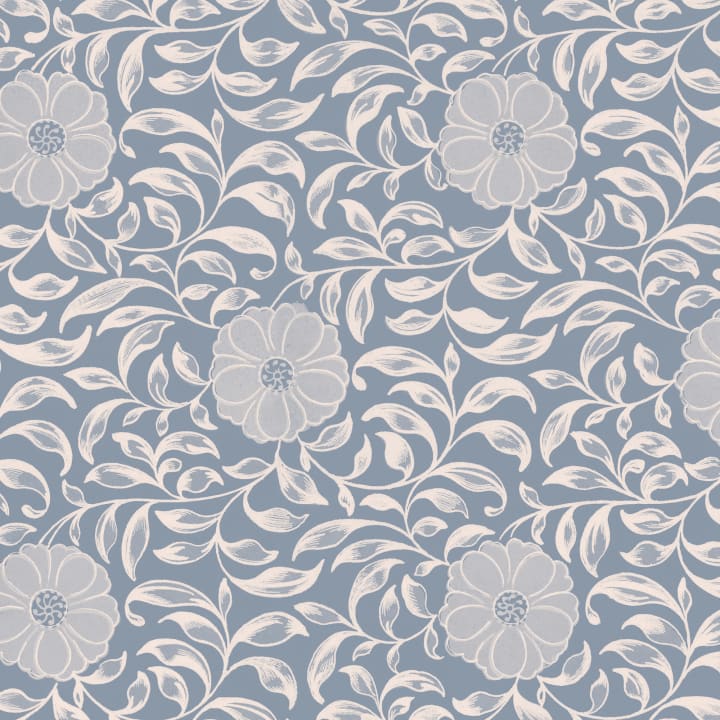 Owen Jones Peony Chinese Ornaments Illustrations Blue Wall Mural