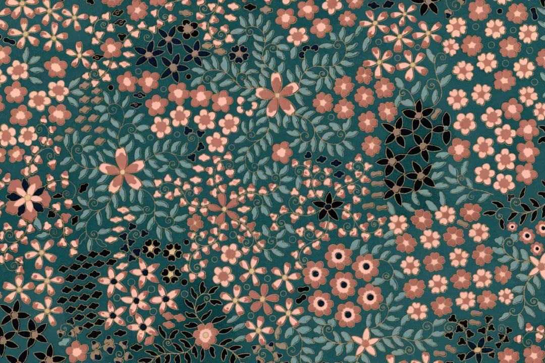 GA Audsleys 1884 japanske blomstertrykk gjenta mønster tapet