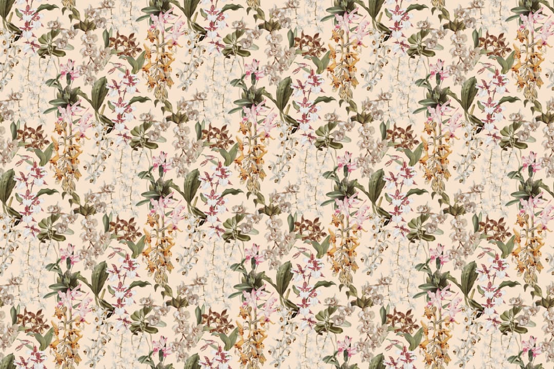 Beige Botanical Elegance Floral Mural For Serene Spaces