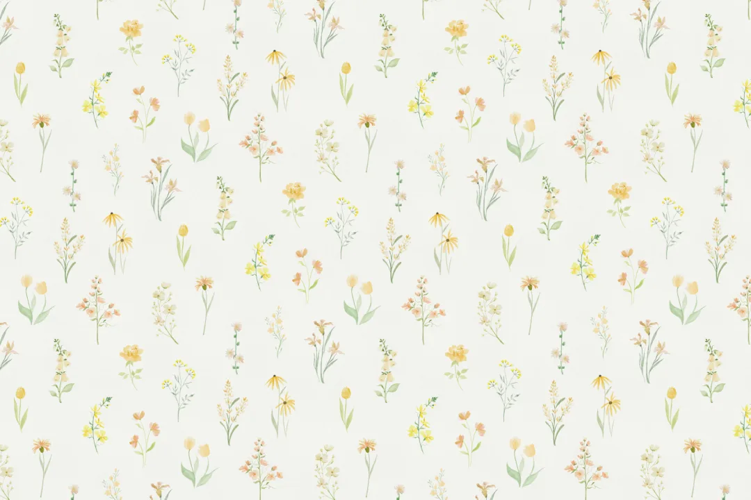 Yellow Floral Wildflower Mural for a Fresh Bright Ambiance