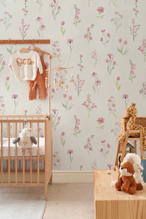 Pink Floral Bliss Pastel Wallpaper Mural