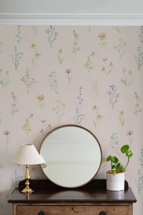 Flerfarget vintage blomster-fototapet for tidløs sjarm