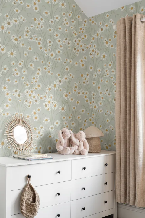 Sage Vintage Floral Botanical Wallpaper Mural