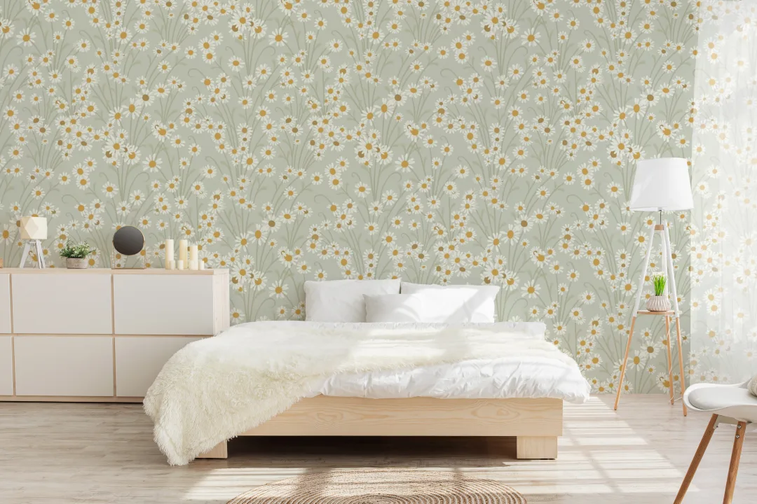 Sage Vintage Floral Botanical Wallpaper Mural