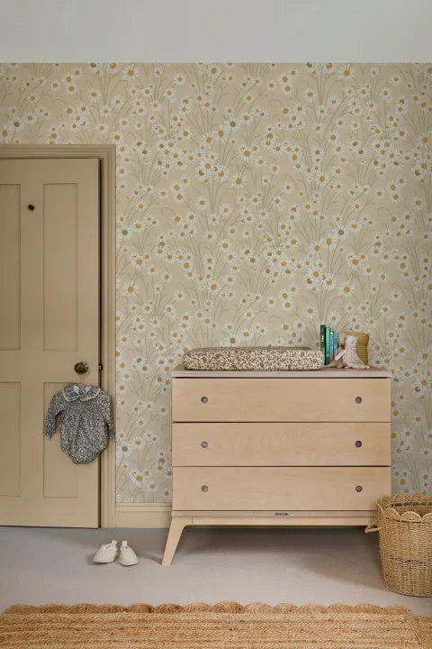 Yellow Wildflower Vintage Floral Wallpaper Mural