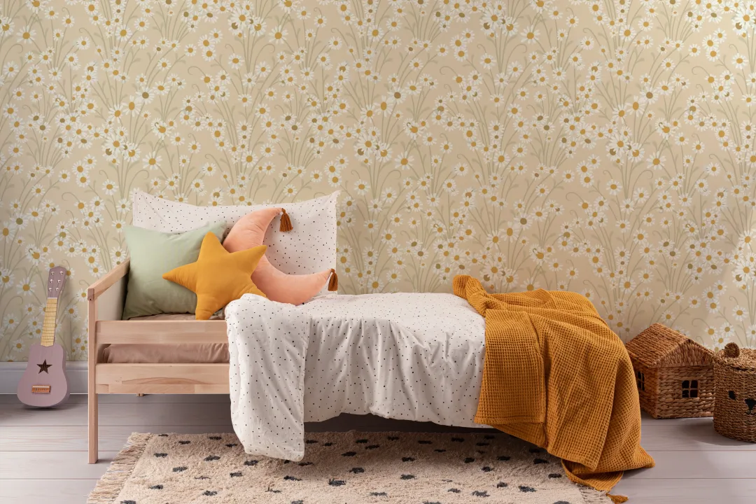 Yellow Wildflower Vintage Floral Wallpaper Mural