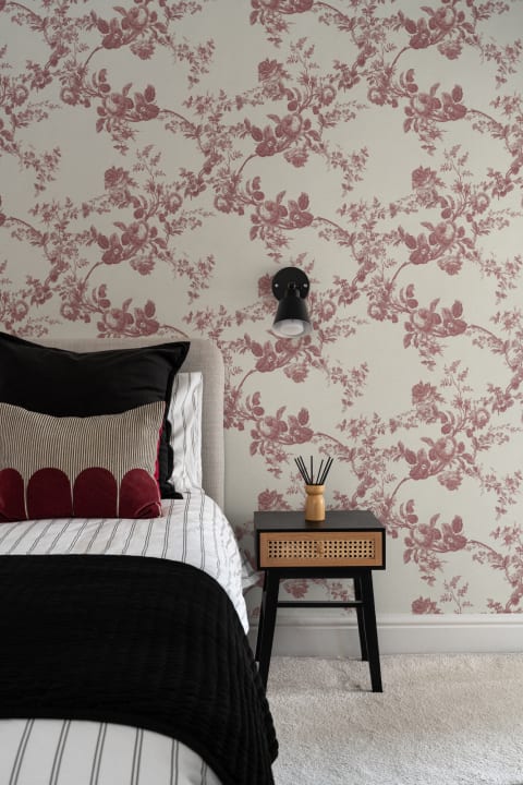 Rosetta Red Vintage Floral Wallpaper Design Statement Mural