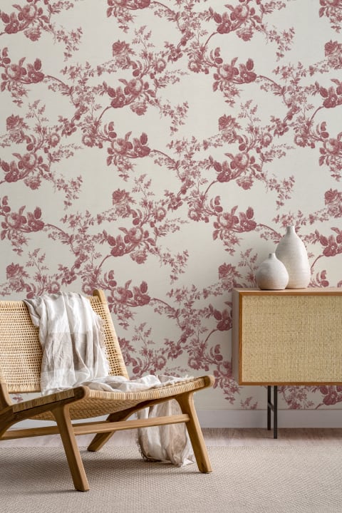 Rosetta Red Vintage Floral Wallpaper Design Statement Fototapeta