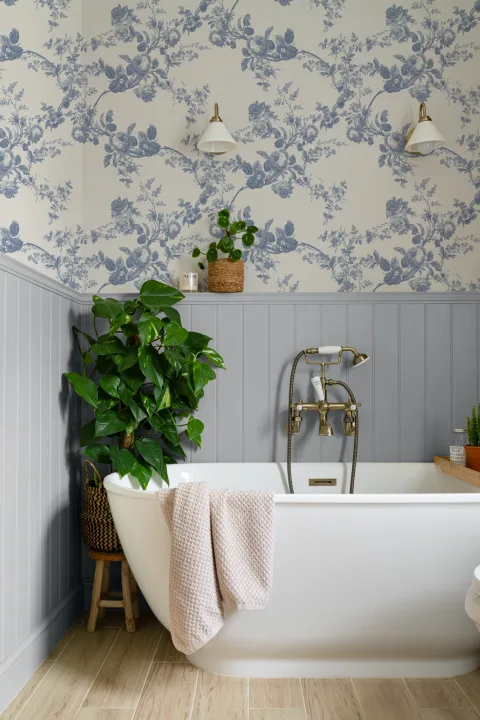 Blue Vintage Floral Elegance Pattern Wallpaper Mural
