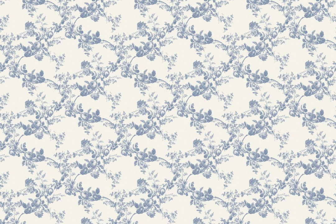 Murales de papel pintado con estampado floral vintage elegante en azul