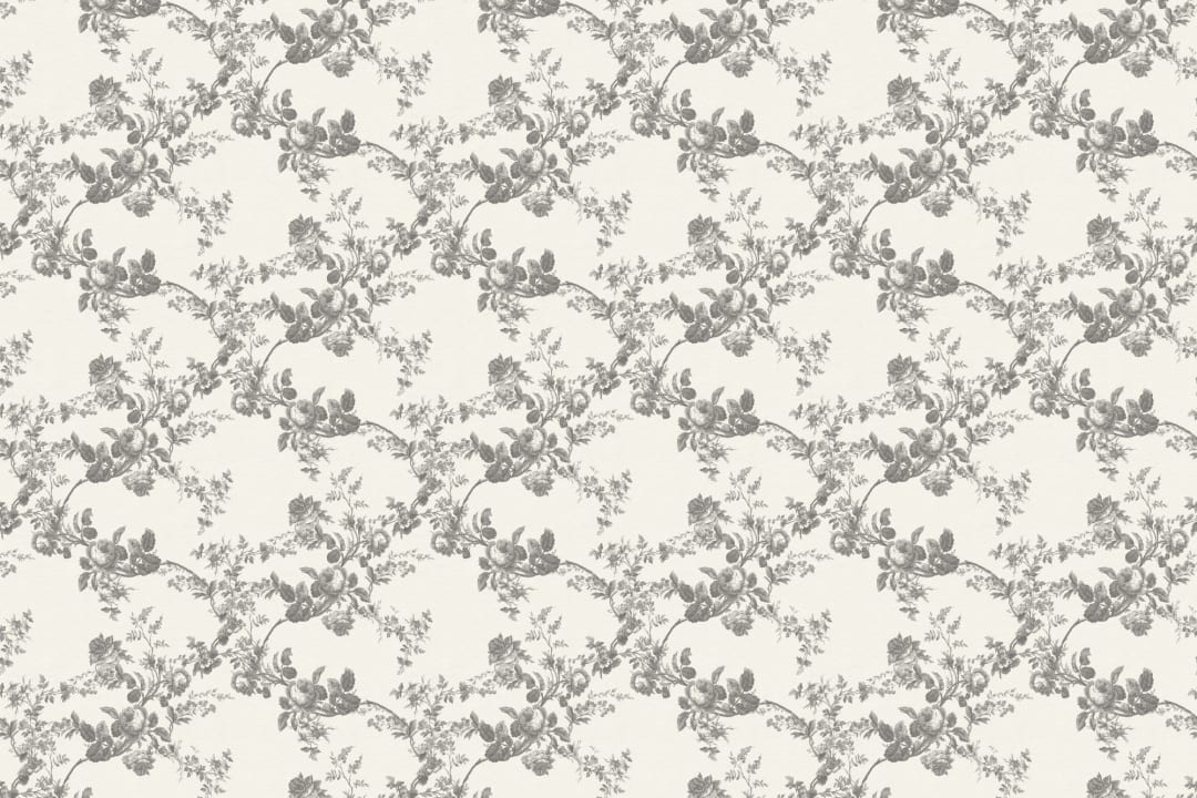 Grey Vintage Floral Pattern Mural Adds Classic Elegance