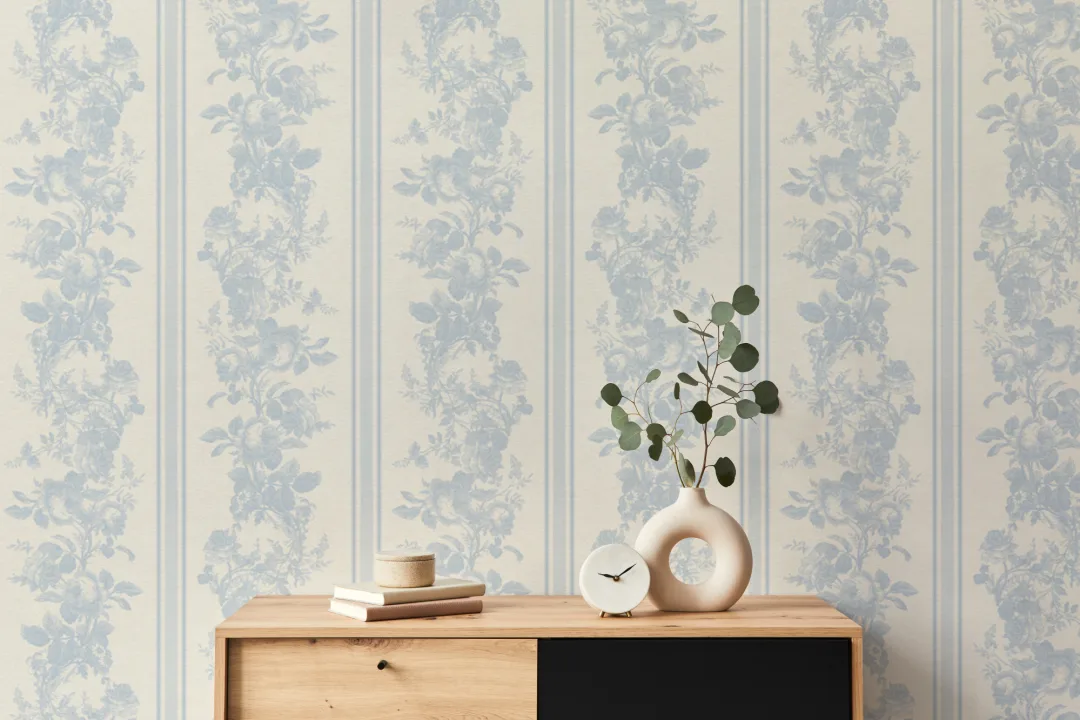 Murale cu model floral sofisticat vintage bleu deschis