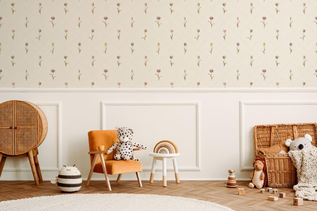 Pastel Floral Vintage Classic Beige Mural