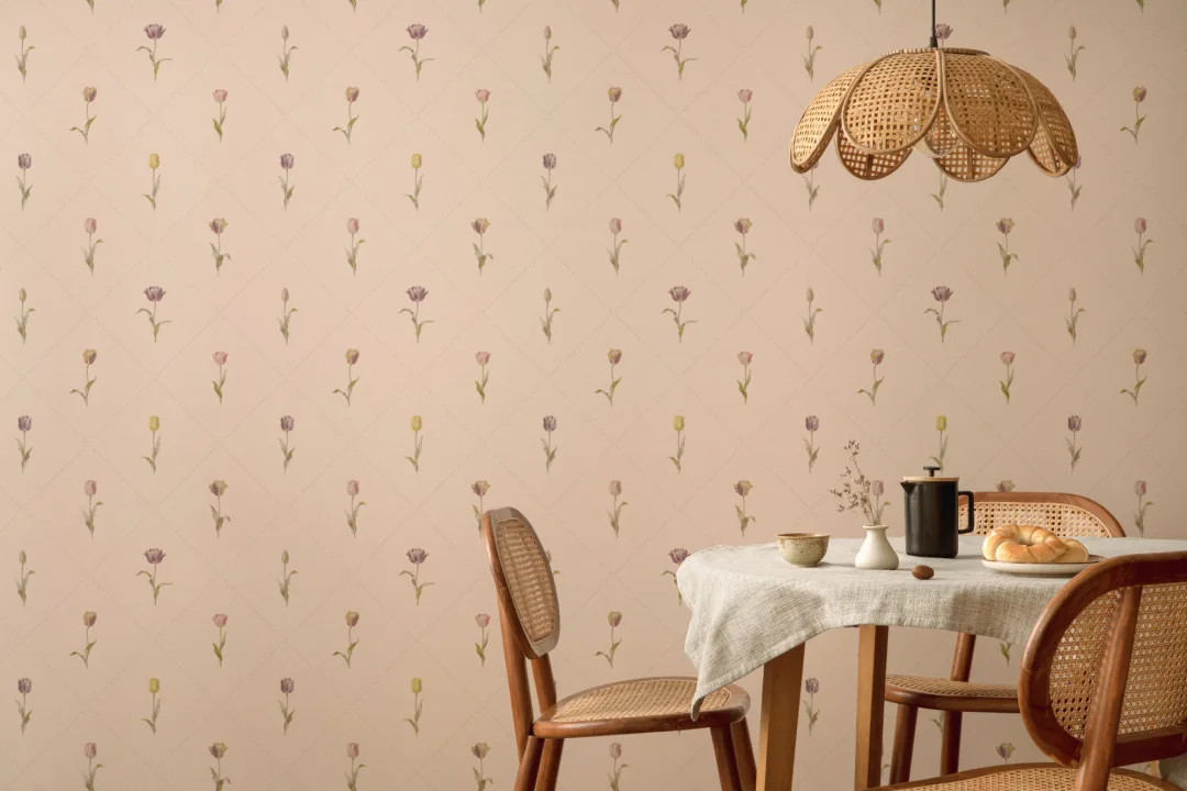 Pink Vintage Floral Pattern Wallpaper Mural for Serenity