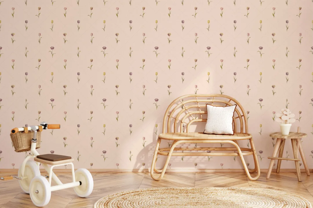 Pink Vintage Floral Pattern Wallpaper Mural for Serenity