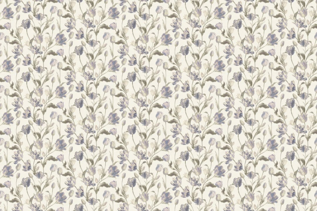 Blue Vintage Floral Blossom Elegance Inspired Mural