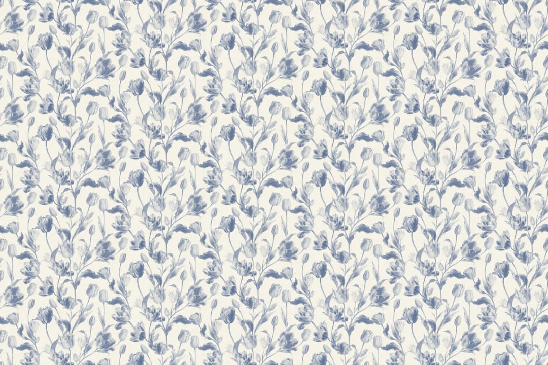 Blue Botanical Floral Design Wallpaper Pattern Mural