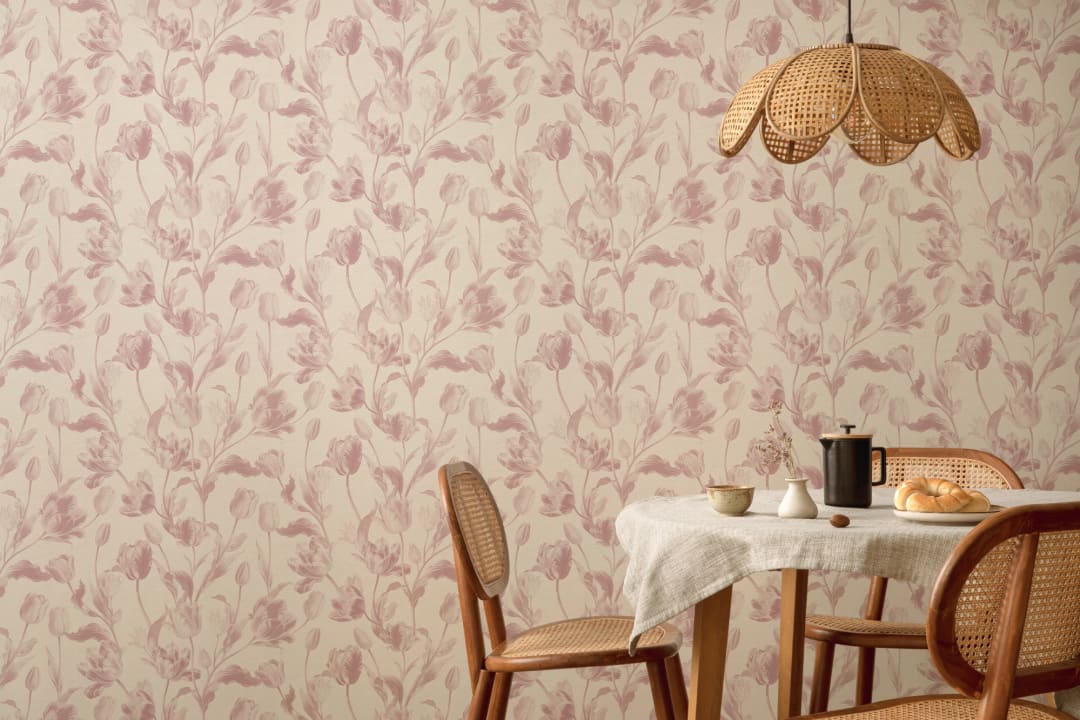 Pink Vintage Floral Elegance Wallpaper Mural