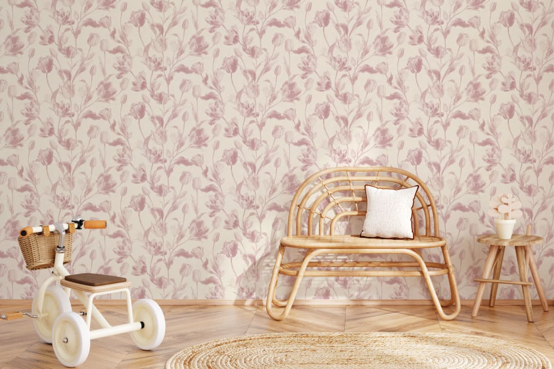 Pink Vintage Floral Elegance Wallpaper Mural