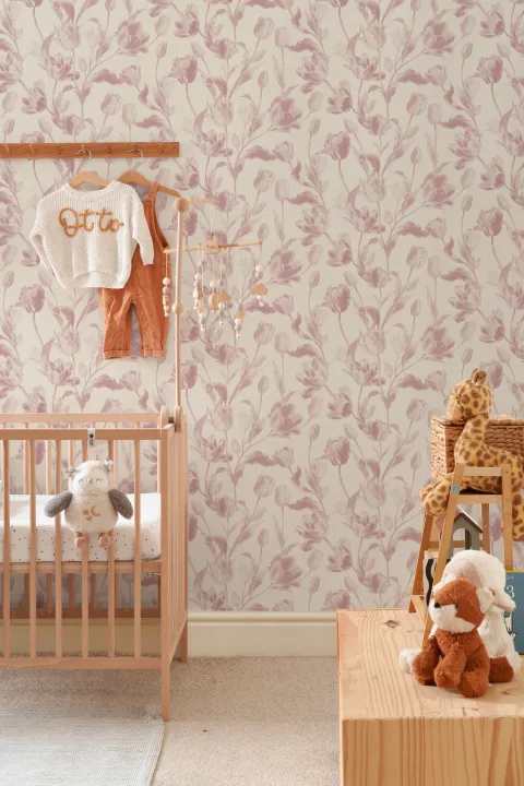 Pink Vintage Floral Elegance Wallpaper Mural