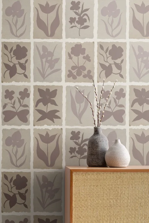 Dämpad blommig årgångsrosa blommig design mural-tapeter