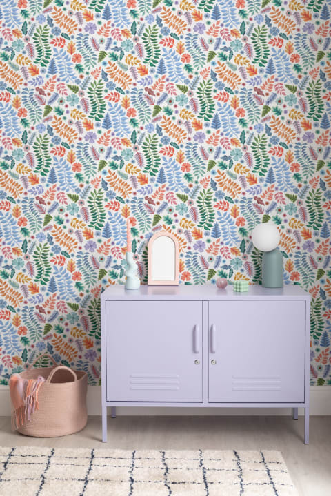 Papel Pintado Hoja Floral Estampado Indio Colorido
