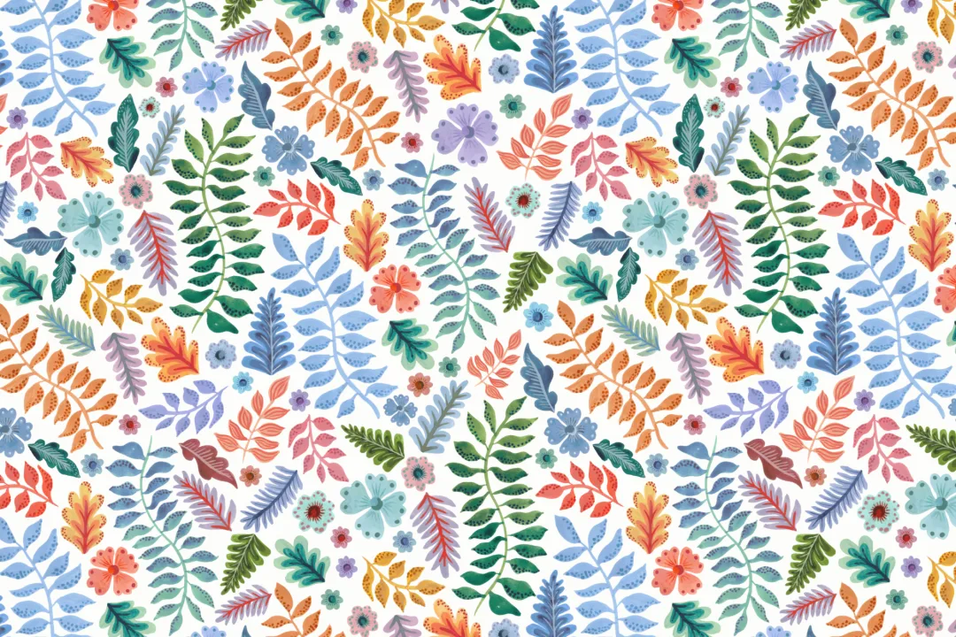 Papel Pintado Hoja Floral Estampado Indio Colorido