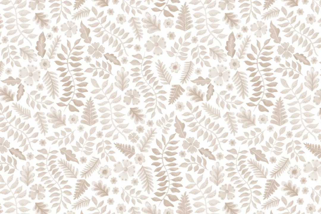 Beige Indian Print Floral Leaf Wallpaper