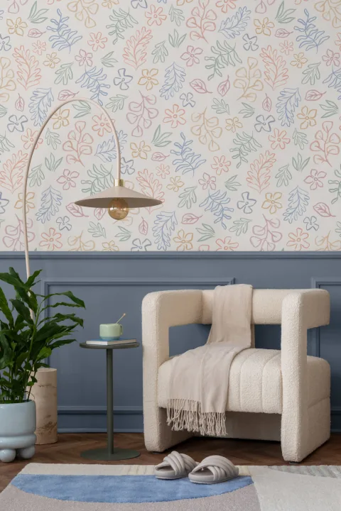 Pastell skandinavisk botanisk motiv tapet