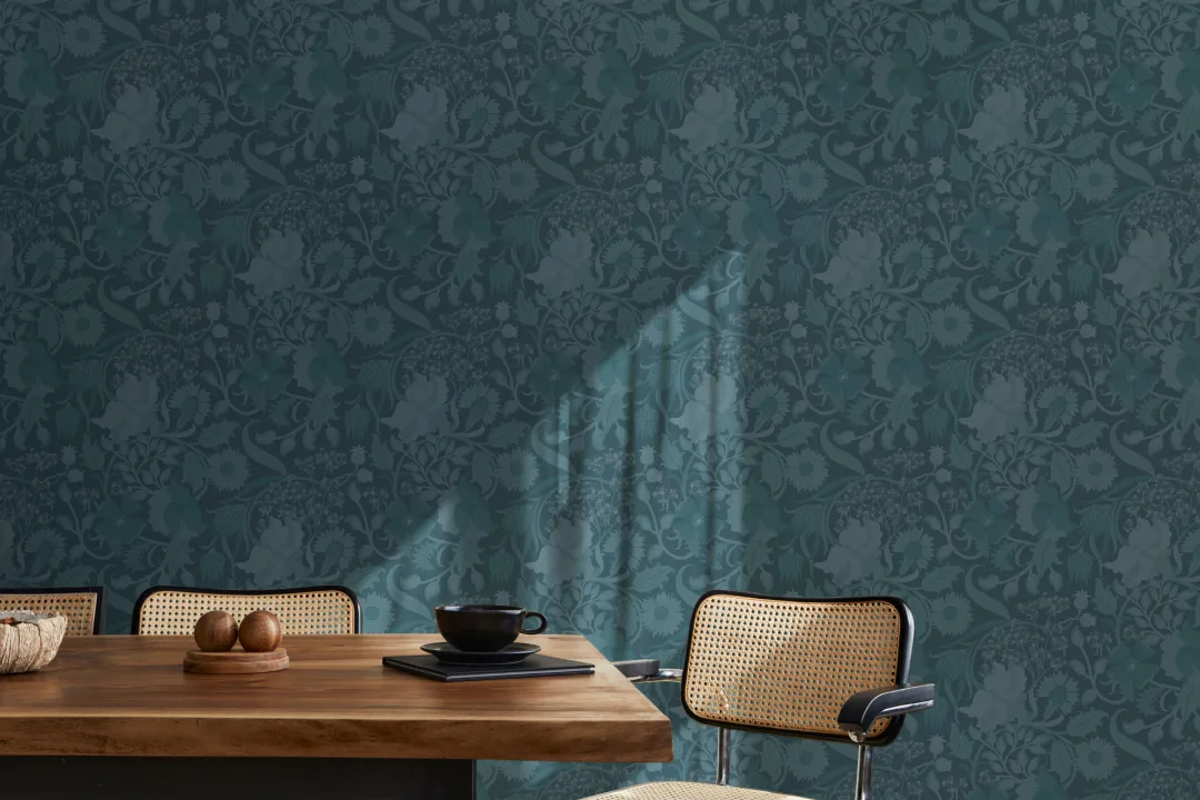 Blå vintage tistel blomster tapet