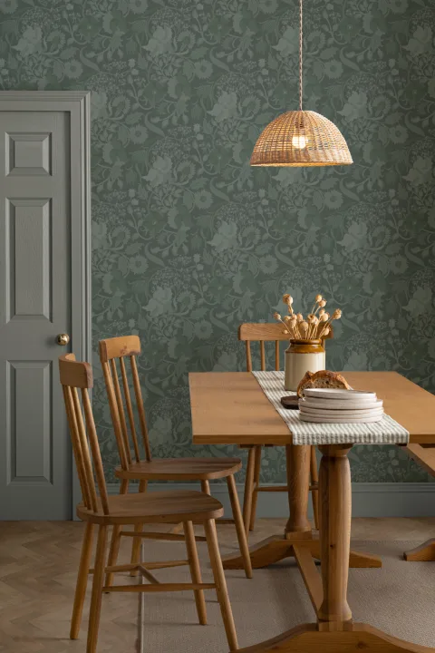 Smaragd årgang Tistel Floral Tapet