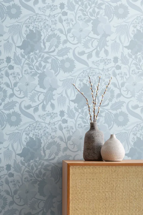 Blue Heritage Thistle Floral Wallpaper