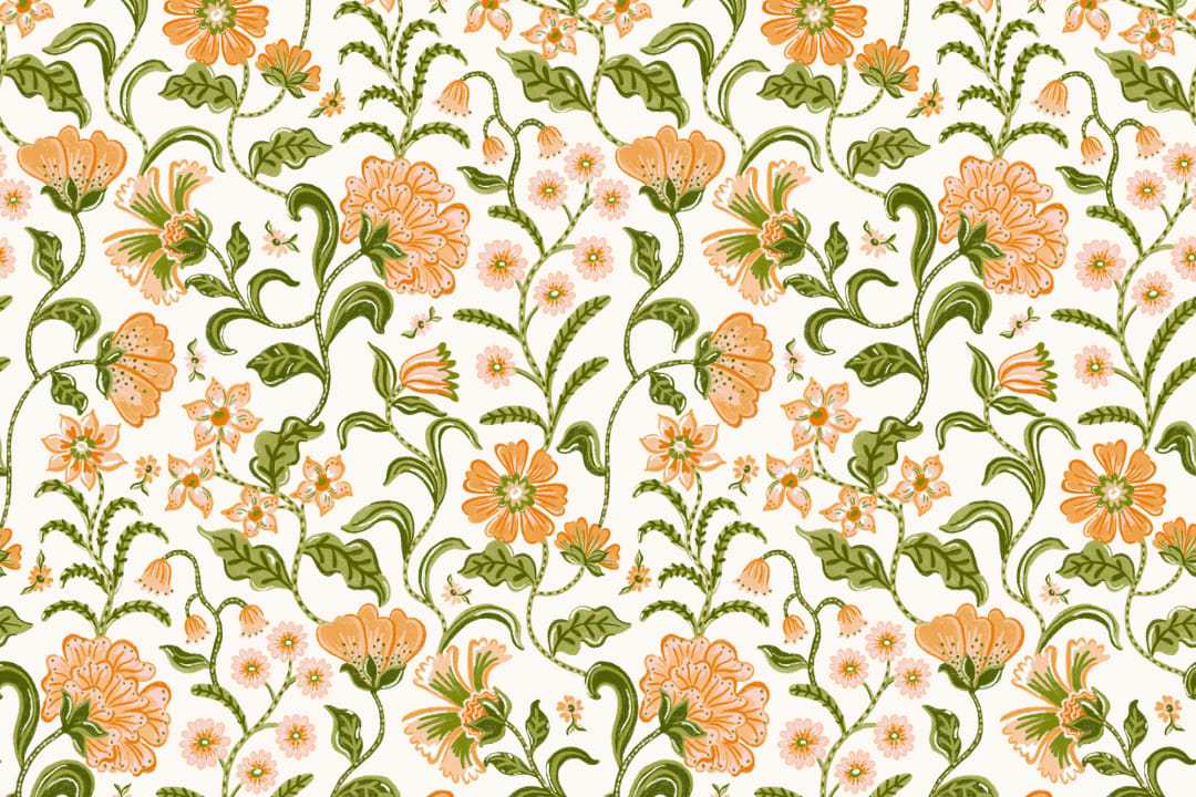 Papel pintado floral estilo multiindio