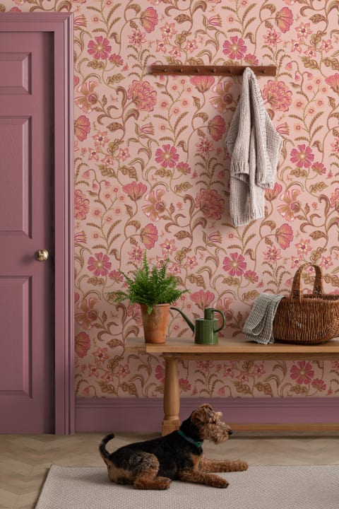 Pink Vintage Floral Wallpaper