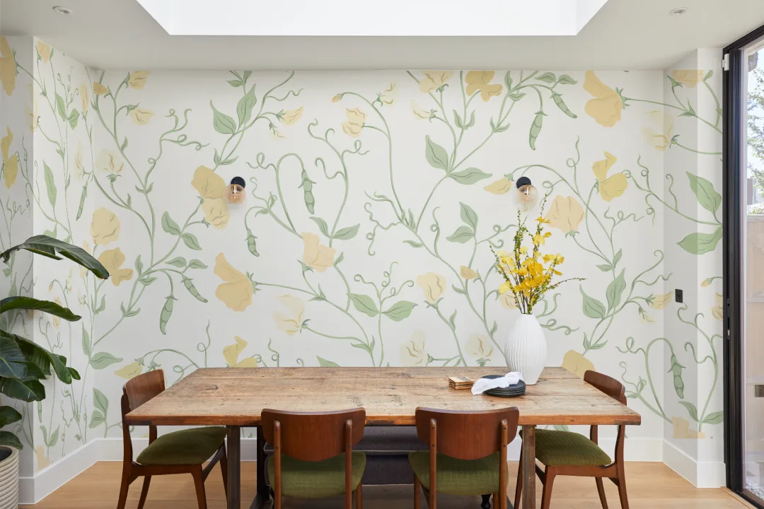 Yellow Sweet Pea Floral & Vines Mural